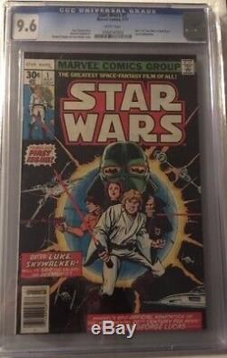Star Wars # 1 Cgc 9,6 Nm + Near Mint Vintage Marvel Juillet 1977 Comic Livre Blanc
