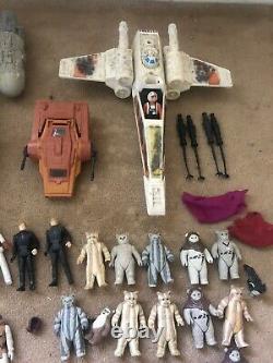 Star Wars Joblot Vintage Figures Véhicules Han Solo Millennium Falcon X-wing Yoda
