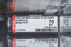 Star Wars Vintage Boba Fett Canadien 20 Dos-b Afa 70 (75/70/80) Moc Non Perforé