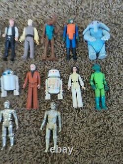 Star Wars Vintage Lot De 15 Figures Leia Han Droid Cantina Greedo
