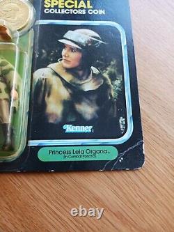 Star Wars Vintage Princesse Leia Endor sur Carte avec Pièce de Collectionneur 1984 Kenner