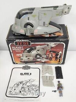 Star Wars Vintage ROTJ Slave-1 1981 en boîte avec tous les accessoires complets + figurine