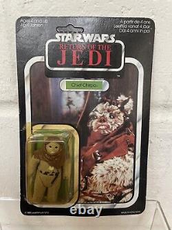 Star Wars vintage Le Retour du Jedi Chef Chirpa Ewok Figurine d'action sur carte