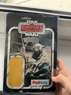 Star Wars vintage Palitoy Yoda 30B avec bulle coupée sur carte d'origine
