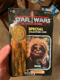 Vintage 1985 Kenner Star Wars Potf Chewbacca Avec Pièce De Collection Moc Scellée