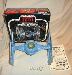 Vintage 80 Kenner Star Wars Bataille Endommagé Imperial Tie Fighter Avec Orig. Box