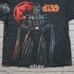 Vintage Années 90 Star Wars Dark Vador Shirt XL L Tshirt Aop All Over Print
