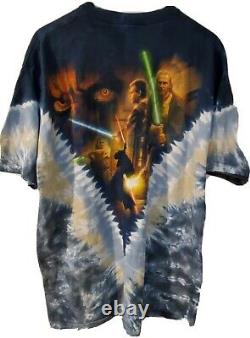Vintage Des Années 1990 Liquid Blue Star Wars Episode 1 Darth Maul Tie-dye T-shirt XL