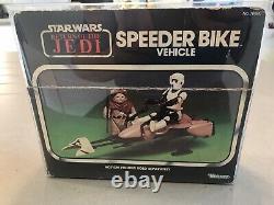 Vintage Kenner Star Wars Speeder Bike Excellent Dans La Box Originale 1983 Taiwan