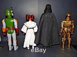 Vintage Star Wars 12 Pouces Lot Darth Vader Boba Fett Princesse Leia C-3po