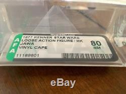 Vintage Star Wars 1977 Kenner Vinyle Cape Jawa Hk Action Figure Afa 80 Nm Cib