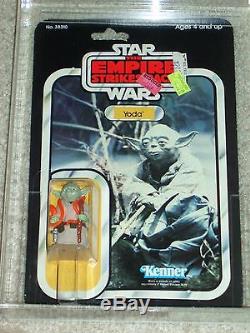 Vintage Star Wars 1980 Afa 80/85/85 Yoda Esb 32 Carte Back-b Moc Cleub Bubble