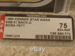 Vintage Star Wars 1980 Kawer Afa 75 Boba Fett Esb 41 Carte Back-d Moc Clr Bubble