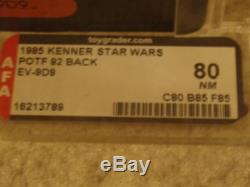 Vintage Star Wars 1985 Afa 80/85/85 Ev-9d9 Potf 92 Dossier Carte Moc Transparent Bulle