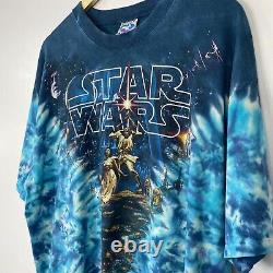 Vintage Star Wars 90s T-shirt Bleu Liquide, Taille Hommes XL