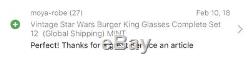 Vintage Star Wars Burger King Ensemble Complet De Lunettes 12 (expédition Mondiale) Neuf