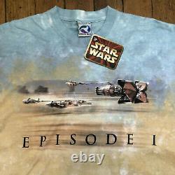 Vintage Star Wars Episode 1 T-shirt Bleu Liquide Tie-dye Taille Homme XL T.n.-o.