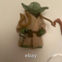 Vintage Star Wars Figure Yoda Avec Snake Brun Avec Bâton Et Ceinture D'origine
