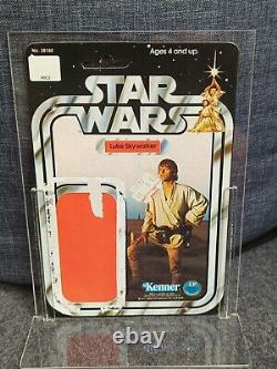 Vintage Star Wars Luke Skywalker Figure 12 Carton Arrière Et Boîtier D'affichage Acrylique
