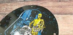 Vintage Star Wars Porcelaine Darth Vader Graphique Faire Une Offre Panneau De Pompe À Essence Publicitaire
