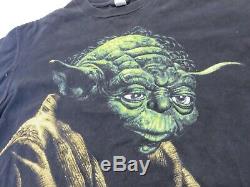 Vtg 1995 Star Wars Yoda Noir Ss Changements T-shirt Big Graphic Taille XL Made In USA
