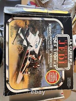 X-Wing Star Wars de ROTJ vintage complet avec boîte et instructions, endommagé au combat