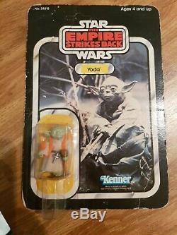 Yoda Star Wars Kenner Vintage Moc Batteur 32 Dos Empire Frappe Figure En Arrière
